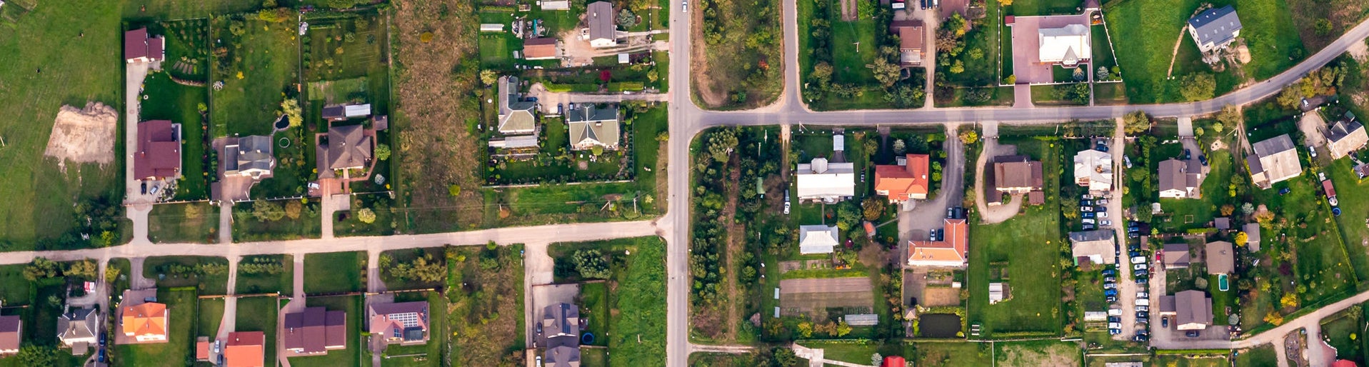 View from the hot air balloon on private houses districts architecture in Vilnius Lithuania